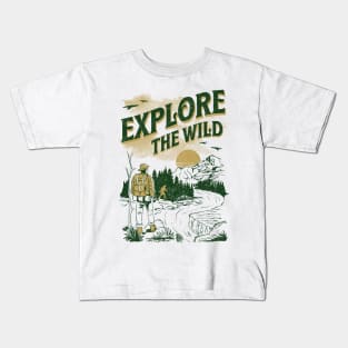 Explore the Wild Bigfoot Hunting Distress Kids T-Shirt